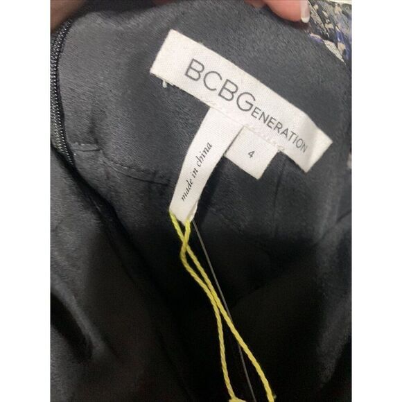 Bcbgeneration New Blue Black Beige Long Sleeve Mini Dress 4 Small - Picture 4 of 8